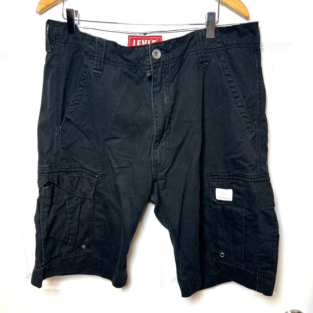 Levi's Cargo Shorts Black Size 36 Utility Pockets Outdoor Workwear Hiking Travel